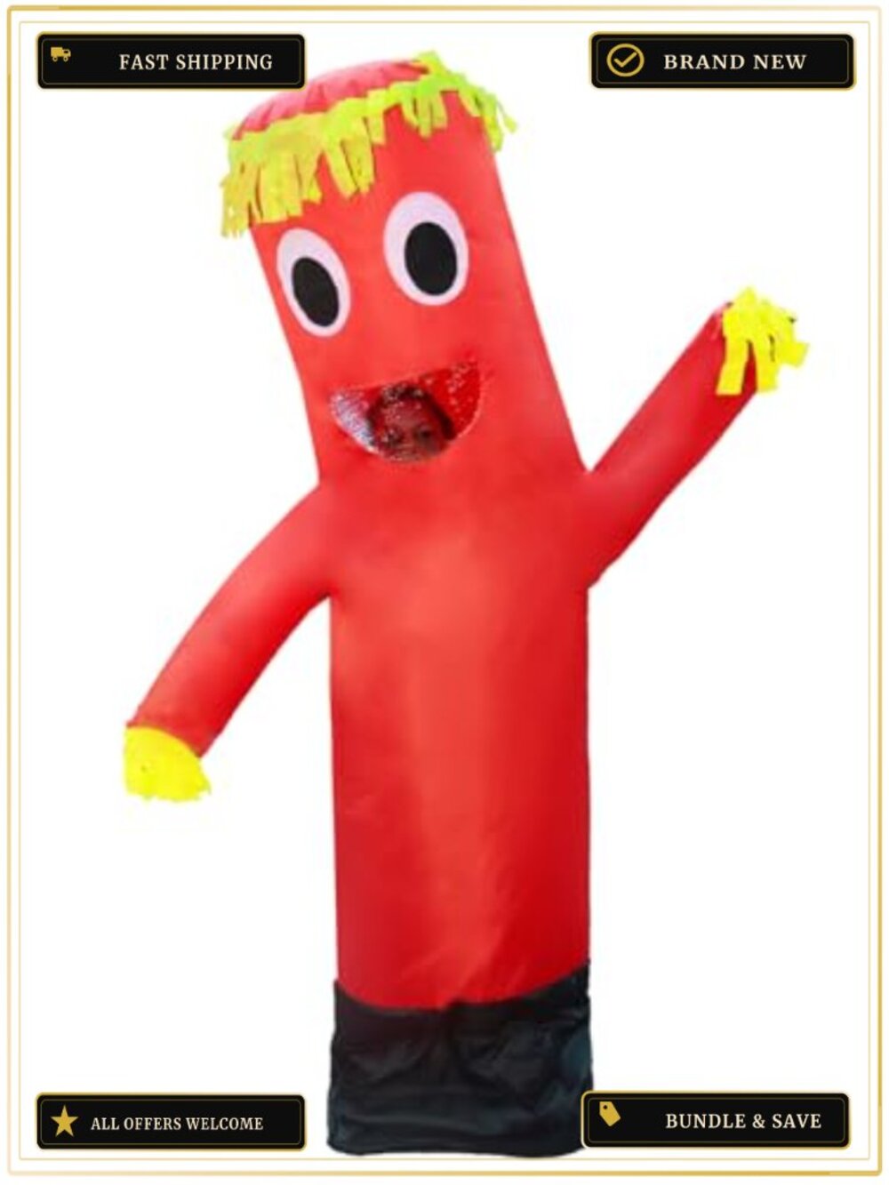 Inflatable Tube Man Costume Adult Wacky Wavy Arm Halloween Blow Up